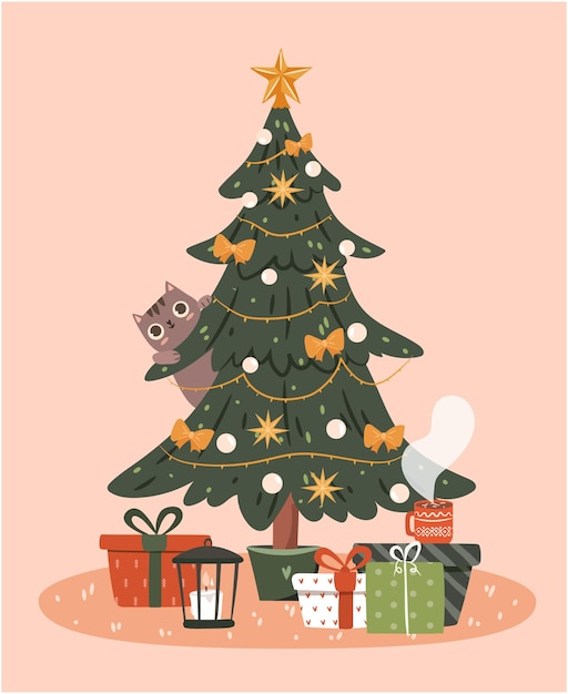 Árbol de navidad con concepto de regalos