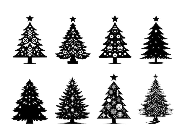 árbol de navidad, conjunto, vector, ilustración