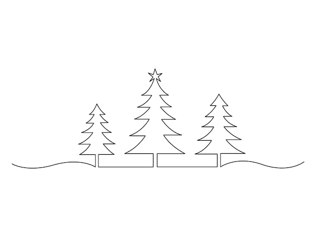 Árbol de Navidad continuo de una línea de dibujo vector ilustración vector libre