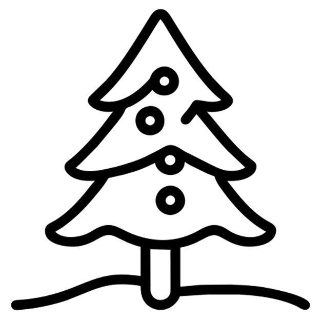 árbol de Navidad con contorno de icono de nieve