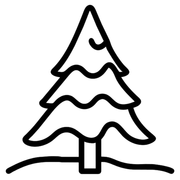 árbol de Navidad con contorno de icono de nieve