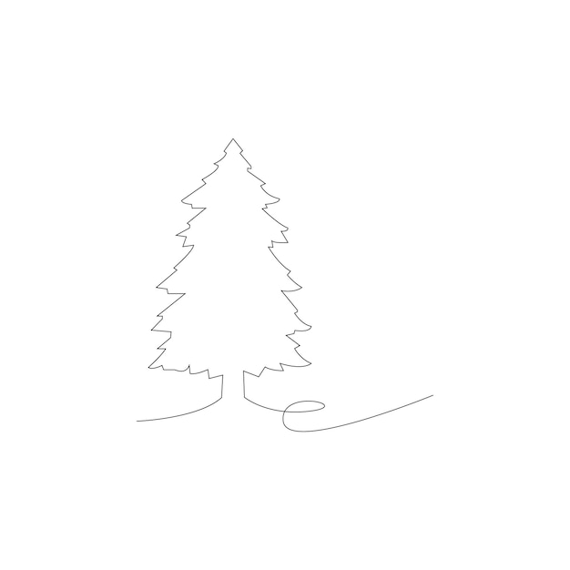 Árbol de Navidad contorno icono vector diseño simple símbolo negro de abeto aislado sobre fondo blanco