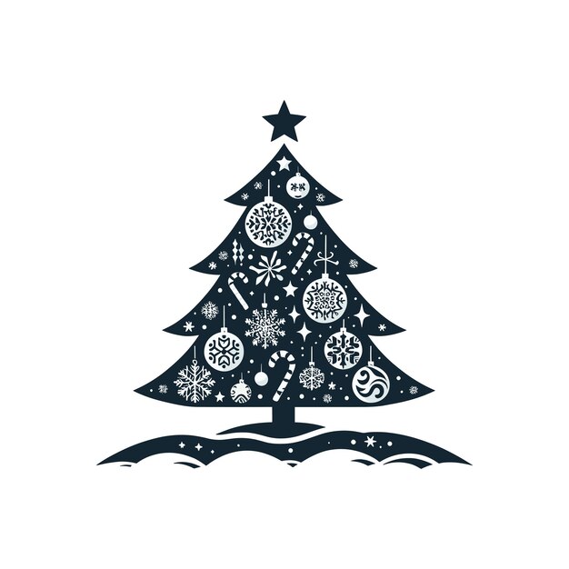 un árbol de navidad con copos de nieve un árbol de Navidad formado usando espacio negativo