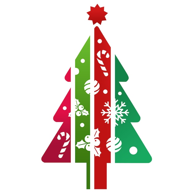 un árbol de Navidad con copos de nieve y una estrella roja en él
