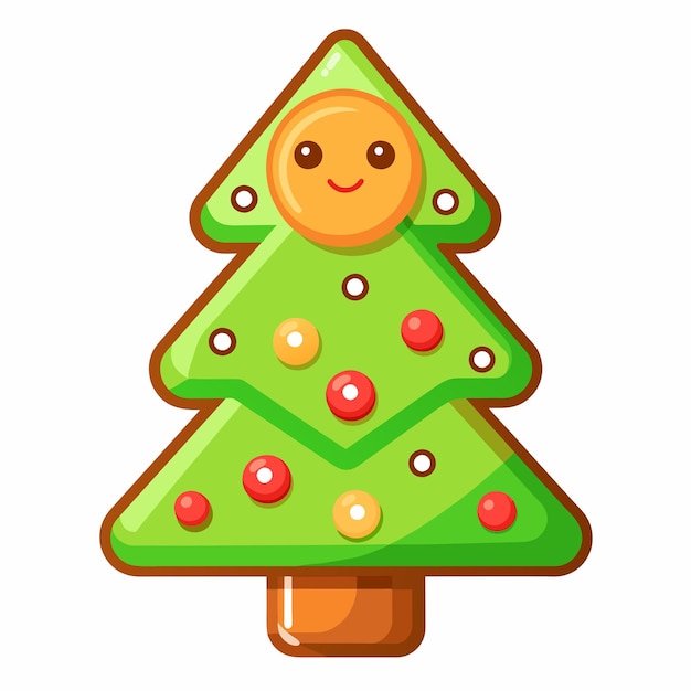 Árbol de Navidad con decoraciones dibujadas a mano iconos de pegatinas concepto ilustración aislada