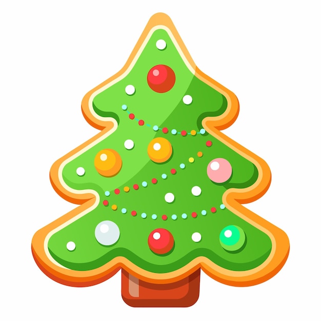Árbol de Navidad con decoraciones dibujadas a mano iconos de pegatinas concepto ilustración aislada