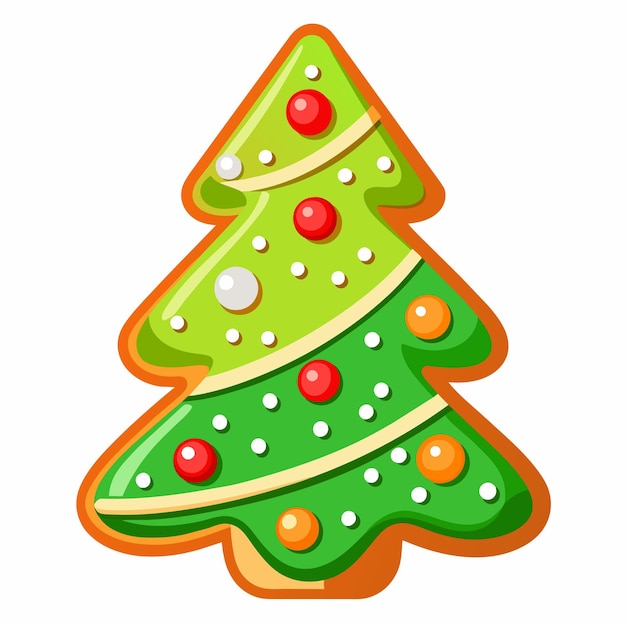 Árbol de navidad con decoraciones dibujadas a mano iconos de pegatinas concepto ilustración aislada