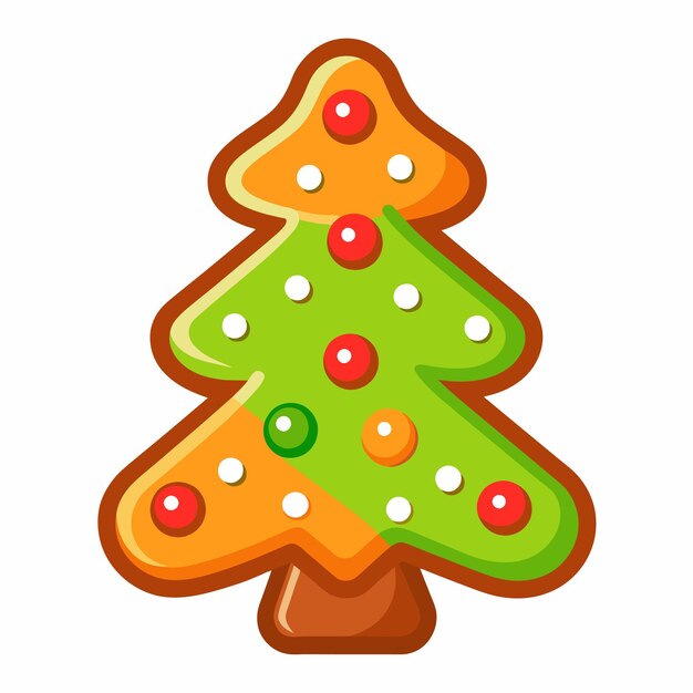 Árbol de Navidad con decoraciones dibujadas a mano iconos de pegatinas concepto ilustración aislada