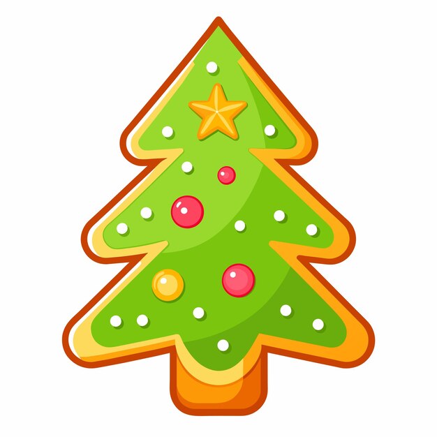 Árbol de Navidad con decoraciones dibujadas a mano iconos de pegatinas concepto ilustración aislada