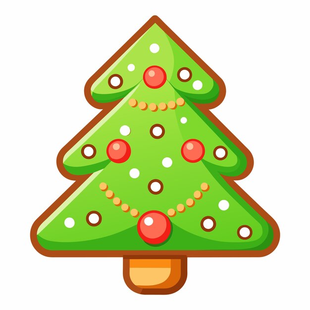 Árbol de Navidad con decoraciones dibujadas a mano iconos de pegatinas concepto ilustración aislada