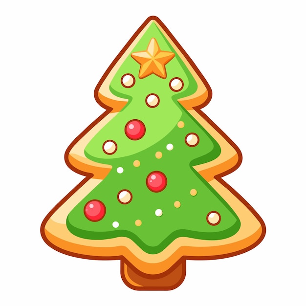 Árbol de Navidad con decoraciones dibujadas a mano iconos de pegatinas concepto ilustración aislada