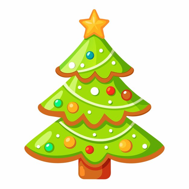 Vector Árbol de navidad con decoraciones dibujadas a mano iconos de pegatinas concepto ilustración aislada