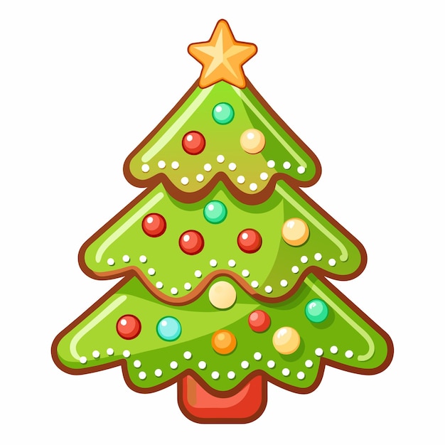 Vector Árbol de navidad con decoraciones dibujadas a mano iconos de pegatinas concepto ilustración aislada