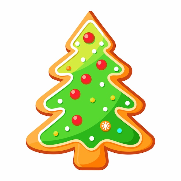 Vector Árbol de navidad con decoraciones dibujadas a mano iconos de pegatinas concepto ilustración aislada