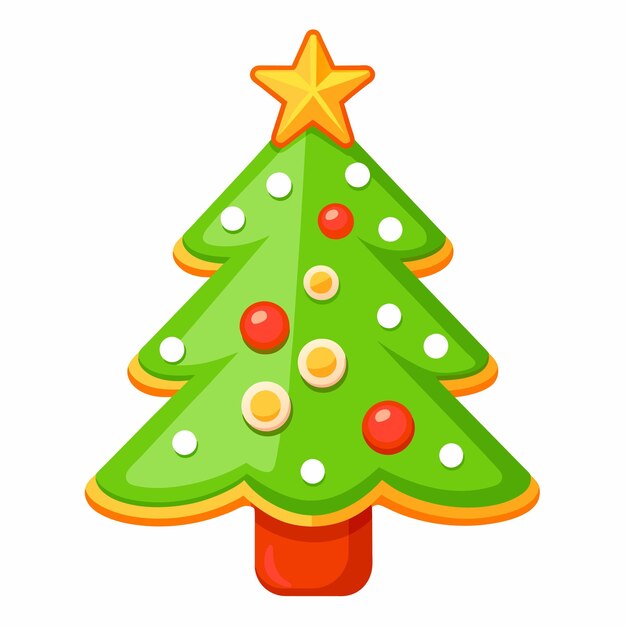 Vector Árbol de navidad con decoraciones dibujadas a mano iconos de pegatinas concepto ilustración aislada