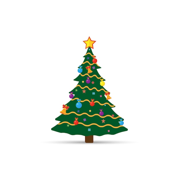 Árbol de Navidad decorado aislado sobre un fondo blanco