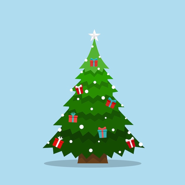 Vector Árbol de navidad decorado feliz navidad y feliz año nuevo fondo ilustración vectorial