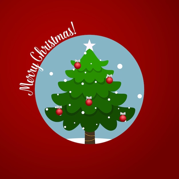 Vector Árbol de navidad decorado feliz navidad y feliz año nuevo fondo ilustración vectorial