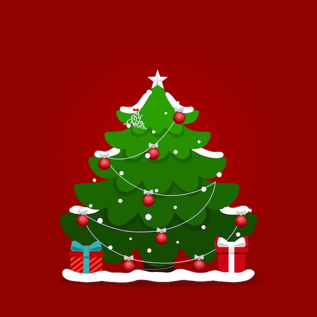 Árbol de Navidad decorado. Feliz navidad y próspero año nuevo fondo. Ilustración vectorial.