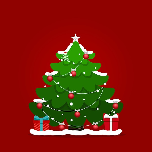 Vector Árbol de navidad decorado. feliz navidad y próspero año nuevo fondo. ilustración vectorial.