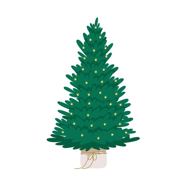 Vector Árbol de navidad decorado con guirnaldas ilustración vectorial