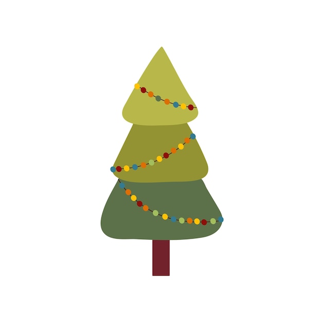 Árbol de navidad decorado con guirnaldas el símbolo tradicional del año nuevo y la navidad