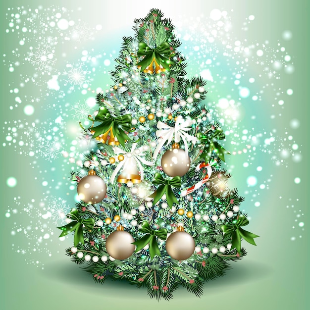 Árbol de Navidad detallado ilustrado vectorial realista