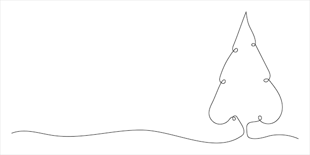 Árbol de Navidad Dibujo de arte de línea continua con espacio de copia Fondo de Doodle de Navidad Ilusión vectorial
