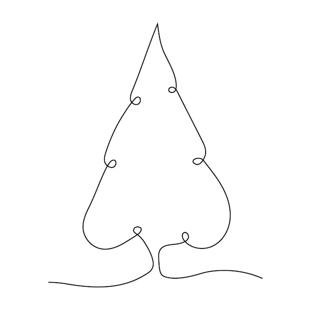 Árbol de Navidad Dibujo artístico continuo de una línea Dibujo con una línea negra Ilustración vectorial
