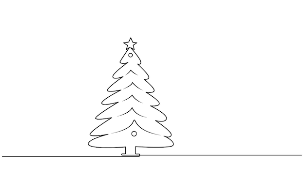 Árbol de Navidad dibujo de línea continua con trazo editable