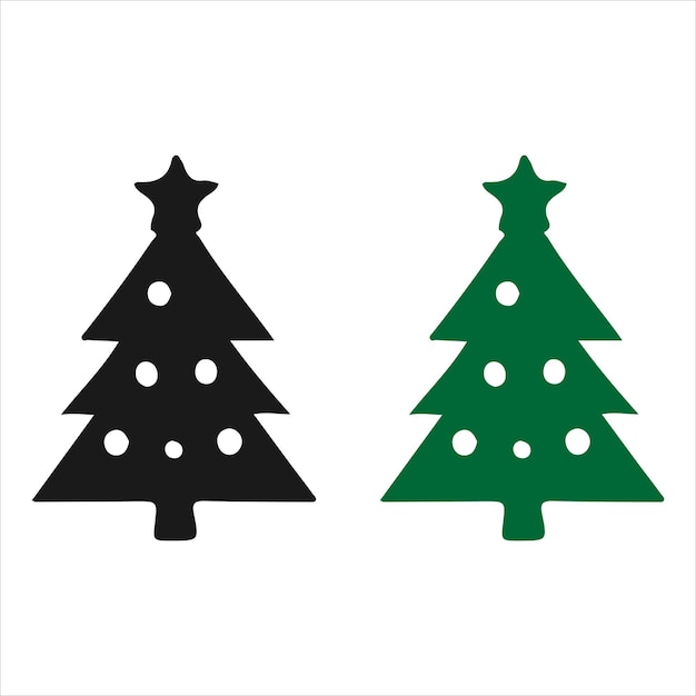 Árbol de Navidad diseño plano vector de árbol de color en fondo blanco silueta de clip art del día de Navidad