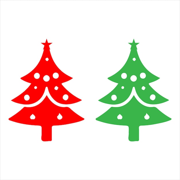 Árbol de Navidad diseño plano vector de árbol de color en fondo blanco silueta de clip art del día de Navidad