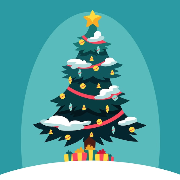 Vector Árbol de navidad de diseño plano