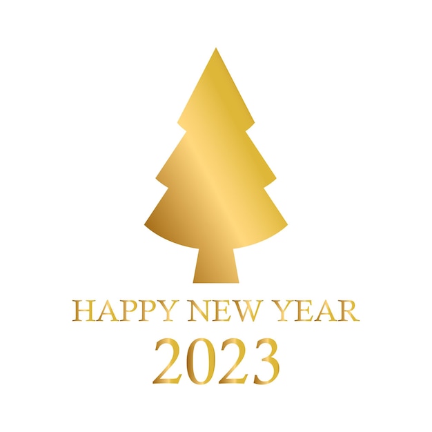 Árbol de navidad dorado abstracto símbolo de vacaciones navidad año nuevo 2023 Vector