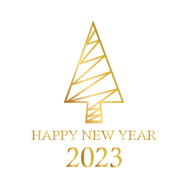 Árbol de navidad dorado abstracto símbolo de vacaciones navidad año nuevo 2023 Vector