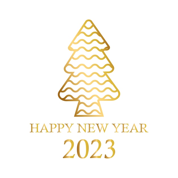Árbol de navidad dorado abstracto símbolo de vacaciones navidad año nuevo 2023 Vector