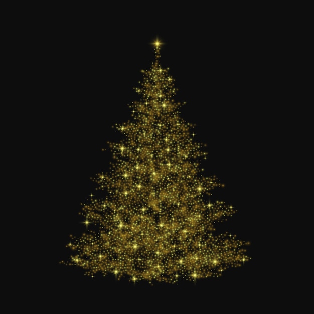 Vector Árbol de navidad efecto de luz de brillo dorado ilustración vectorial