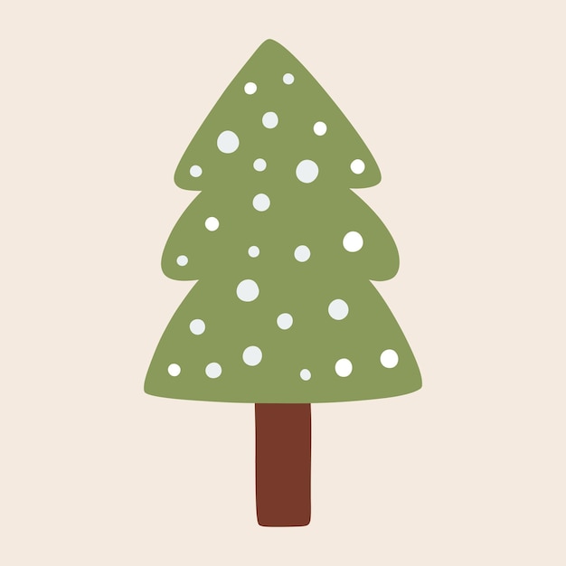 Árbol de Navidad encantador y decorado aislado sobre un fondo blanco Ilustración plana dibujada a mano por vector