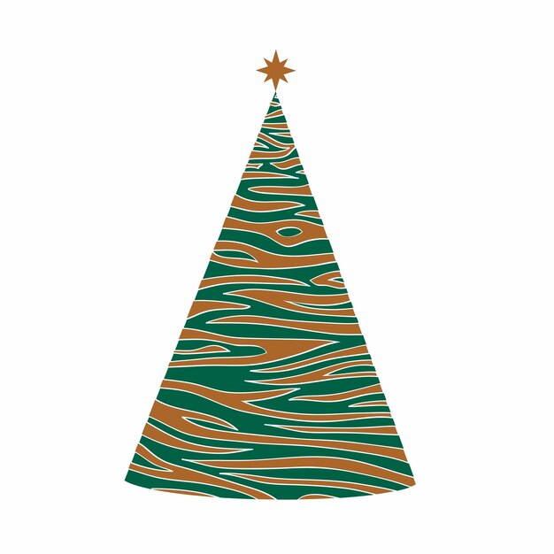 Árbol de Navidad EPS Cinta estilizada Árbol de Navidad con una estrella amarilla Ilustración vectorial