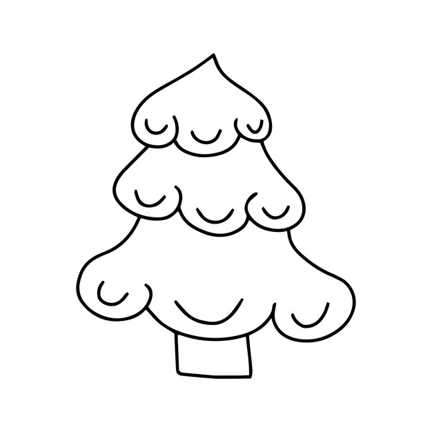 Árbol de Navidad en estilo doodle Vector aislado en fondo blanco
