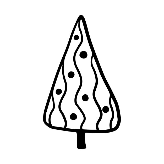 Árbol de Navidad en estilo garabato. Boceto dibujado a mano de un árbol de Navidad. ilustración vectorial
