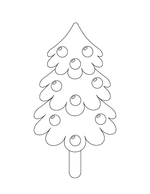 Un árbol de Navidad estilo garabato Dibujo de contorno Libro para colorear para niños