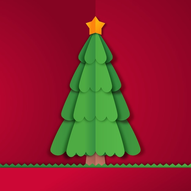 Vector Árbol de navidad en estilo papel