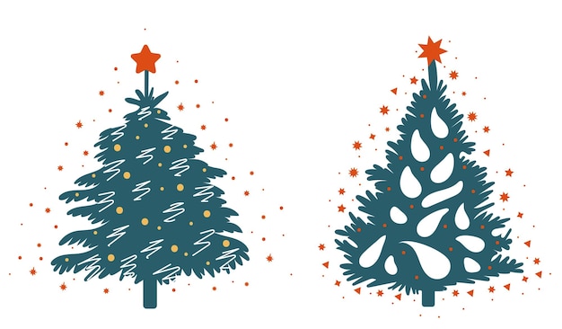 Árbol de navidad en estilo plano