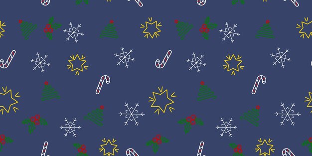 Árbol de Navidad estrella bastón de caramelo año nuevo de patrones sin fisuras Navidad fondo vector ilustración