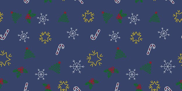 Árbol de Navidad estrella bastón de caramelo año nuevo de patrones sin fisuras Navidad fondo vector ilustración