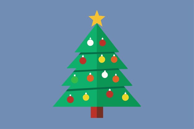 Árbol de Navidad con una estrella en la ilustración vectorial superior