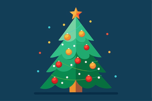 Árbol de Navidad con una estrella en la ilustración vectorial superior