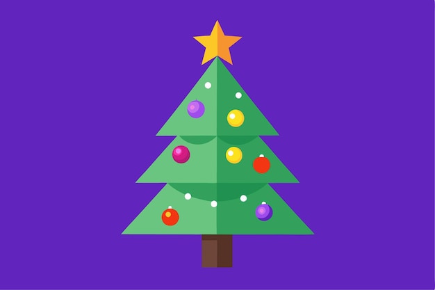 Árbol de Navidad con una estrella en la ilustración vectorial superior