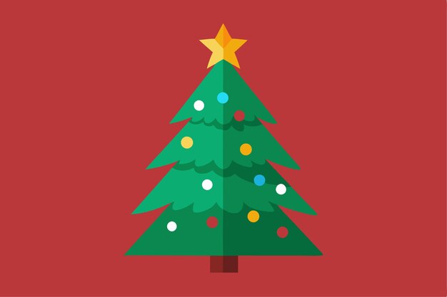 Árbol de Navidad con una estrella en la ilustración vectorial superior